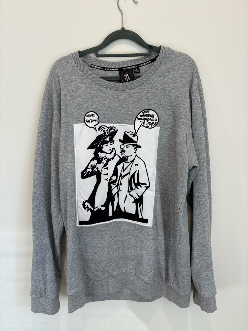 Men's Gray Crewneck Sweatshirt with Black & White Graphic